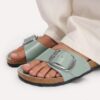 Madrid Big Buckle Natural Leather Patent